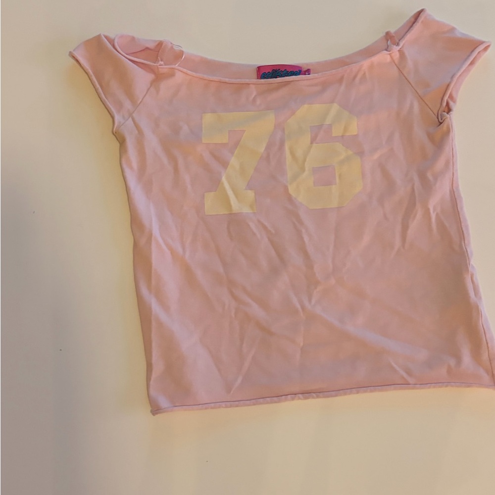 Edikted Pink Short Sleeve Tee with Number Print